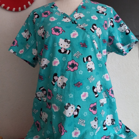 Sanrio Tops - Hello Kitty teal scrub top